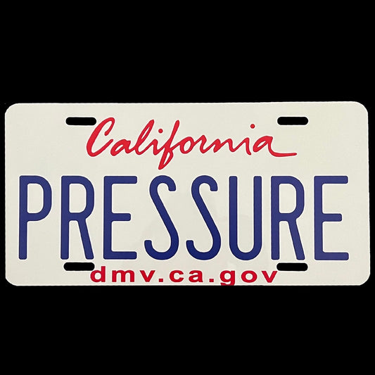 "PRESSURE" LICENSE PLATE COLLECTIBLE